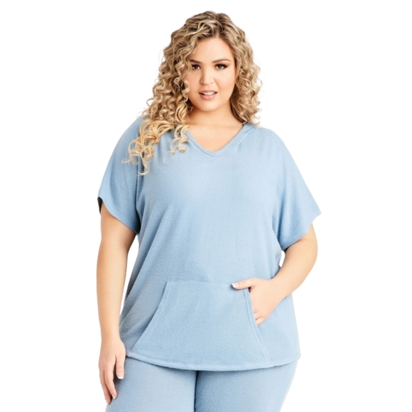 Ashley Stewart Tops - Ashley Stewart Cozy Light Pastel Blue Lounge V Neck Poncho, 2X